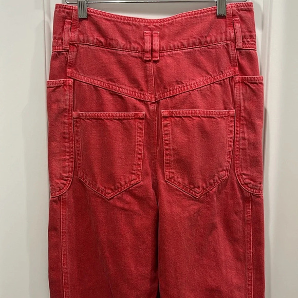 NWT Isabel Marant Étoile Tess High Rise Red Denim Jeans Sz 34 US 2 - Picture 7 of 11